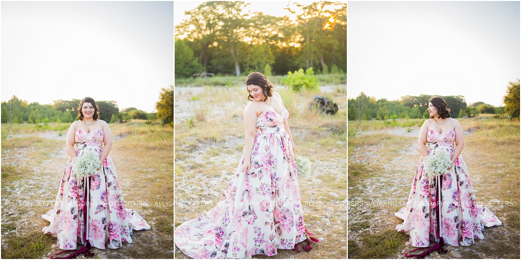 Kerrville Wedding Photographer Medina Bandera Texas_ Camp Bandina_Watercolor Floral Wedding Dress_ Wendy Makin Katelyn gown_Unique_0001