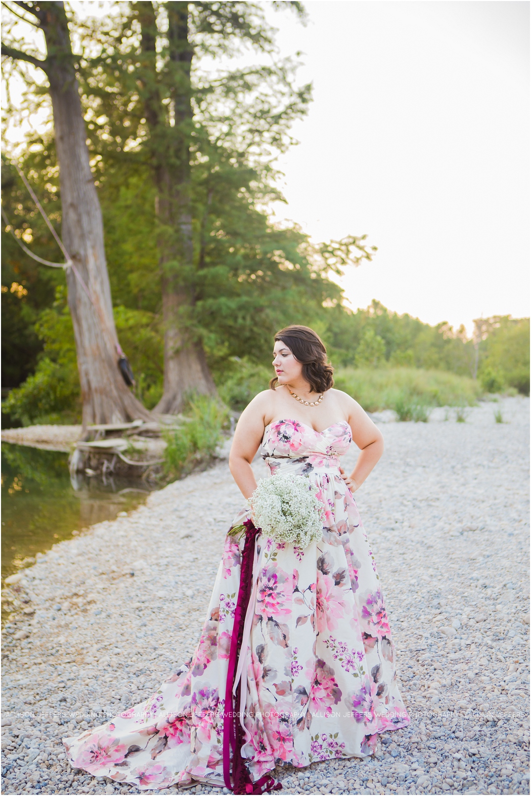 Kerrville Wedding Photographer Medina Bandera Texas_ Camp Bandina_Watercolor Floral Wedding Dress_ Wendy Makin Katelyn gown_Unique_0009