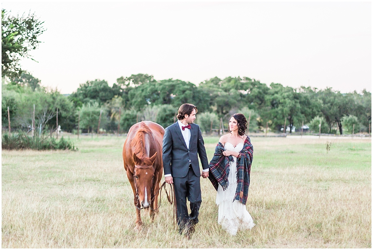 An inspirational fall styled session featuring Pendleton plaid at Montesino Ranch in Wimberly Texas by Allison Jeffers Wedding Photography Dripping Springs Wedding Photographer. Horse Wedding Photos
