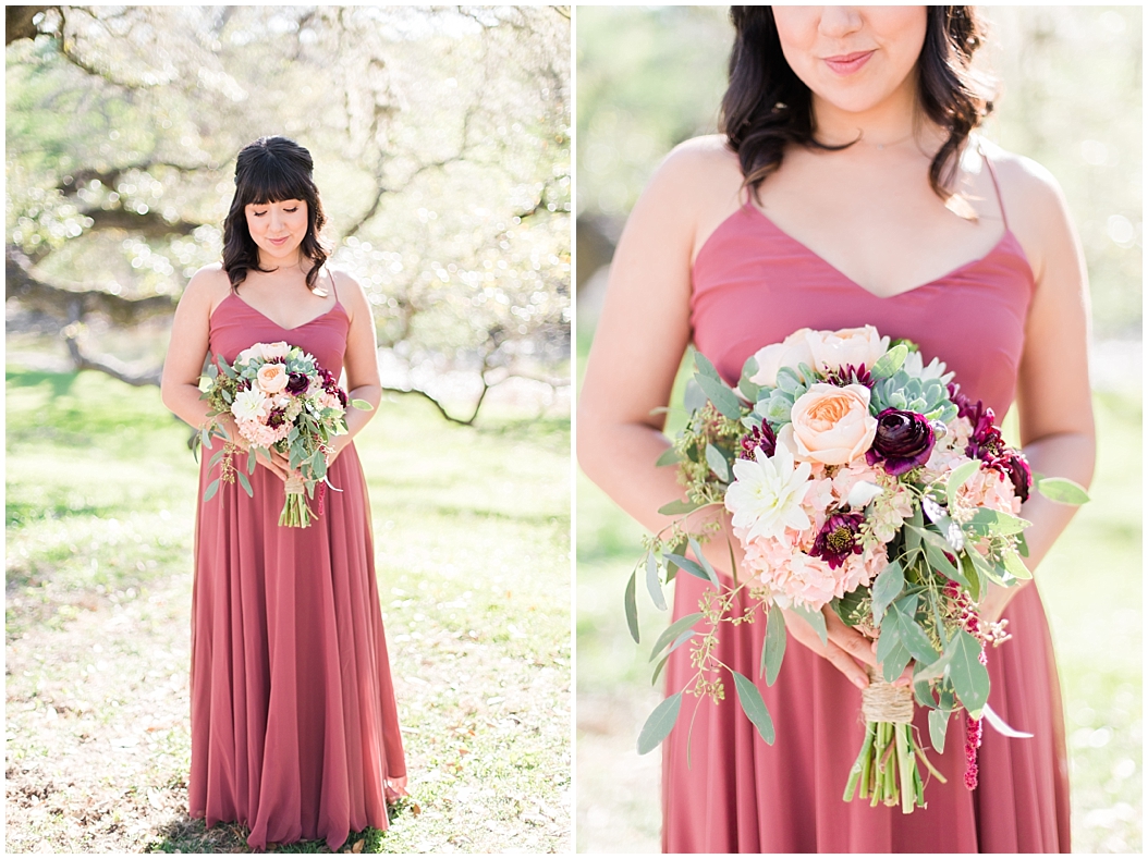 A Modern Sisterdale Dancehall Wedding in Boerne Texas by Allison Jeffers Wedding Photography featuring a sage, burgundy, and pale pink color palette 0038