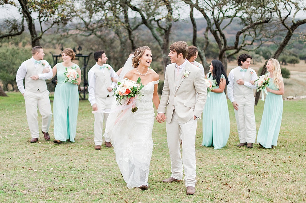A Peach and Mint Country Chic Wedding at Happy H Ranch by Allison Jeffers Wedding Photography. Comfort Wedding Photographer 0056