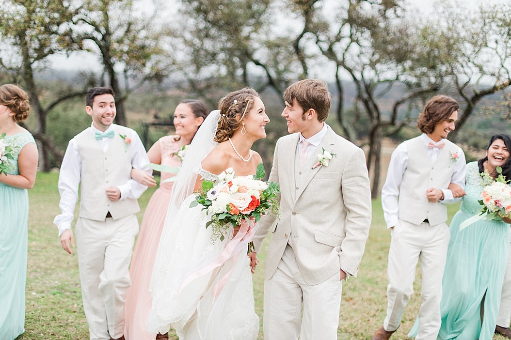 A Peach and Mint Country Chic Wedding at Happy H Ranch by Allison Jeffers Wedding Photography. Comfort Wedding Photographer 0061