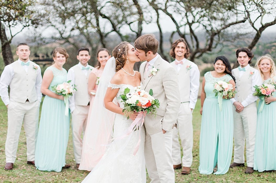 A Peach and Mint Country Chic Wedding at Happy H Ranch by Allison Jeffers Wedding Photography. Comfort Wedding Photographer 0062