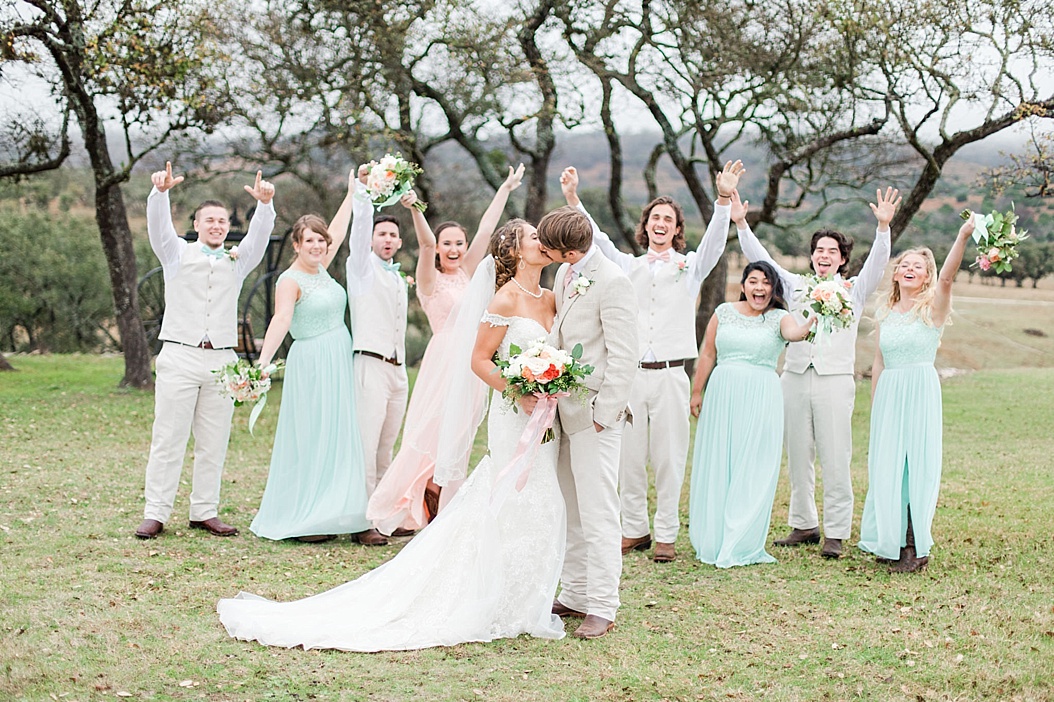 A Peach and Mint Country Chic Wedding at Happy H Ranch by Allison Jeffers Wedding Photography. Comfort Wedding Photographer 0065