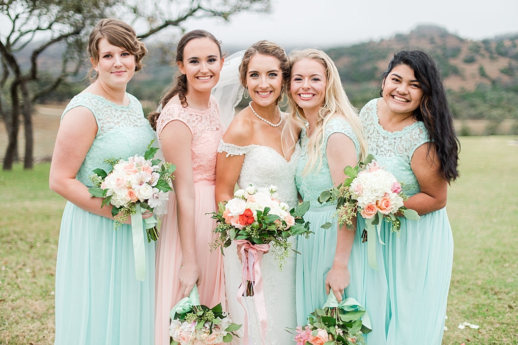 A Peach and Mint Country Chic Wedding at Happy H Ranch by Allison Jeffers Wedding Photography. Comfort Wedding Photographer 0066