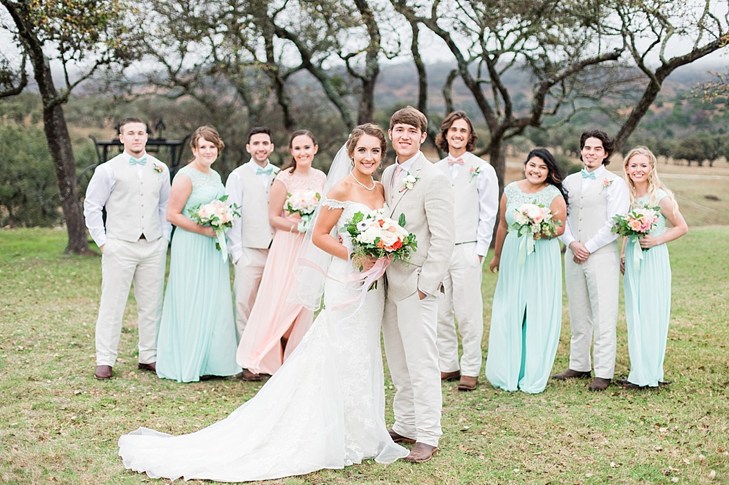 A Peach and Mint Country Chic Wedding at Happy H Ranch by Allison Jeffers Wedding Photography. Comfort Wedding Photographer 0067